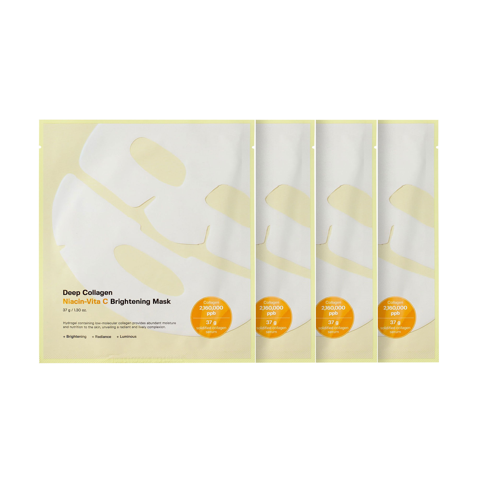 Освітлювальна гідрогелева маска для обличчя Sungboon Editor Deep Collagen Niacin-Vita C Brightening Mask з ніацинамідом та вітаміном С, 4*37 г